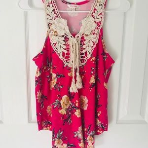 Stella Tweed Pink Sleeveless Top Size Small